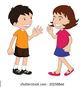 Boy Girl Talking Each Other Stock Illustration 2566