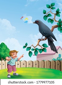 Boy Looking Singing Crow 3d Illustration Stock Illustration 1779977105 ...