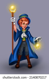 The boy is a magician. Fantasy. Game art. Character. Casual art