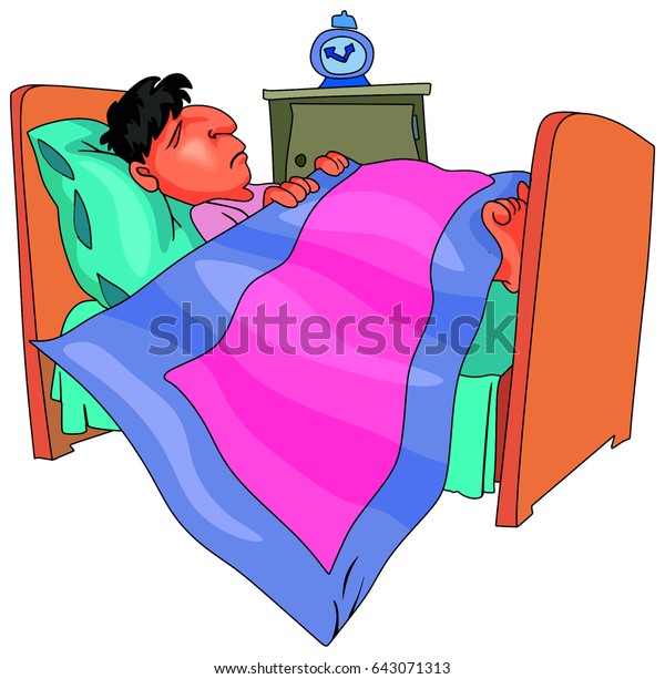 Boy Man Sleeping On His Bed Stock Illustration 643071313