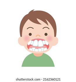 A boy with misaligned teeth