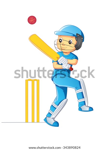 Boy Playing Cricket のイラスト素材