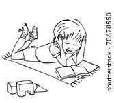 boy reading on a carpet - for vector version see image no. 78620692