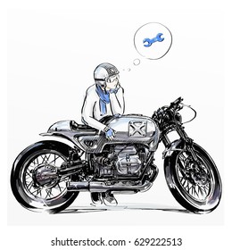 Man Riding Motorcycle Poster Sketch Illustration Stock Illustration ...