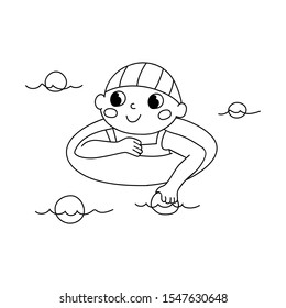 Boy Swims Water Contour Stock Illustration 1547630648 | Shutterstock