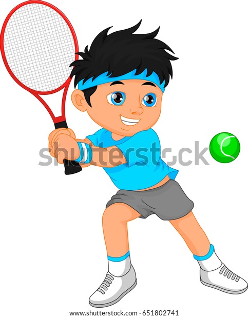 Boy Tennis Player Cartoon Stock Illustration 651802741