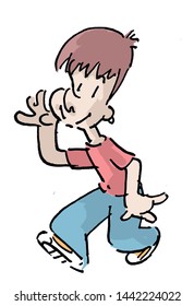 Boy Walking Red Shirt Cartoon Stock Illustration 1442224022 | Shutterstock