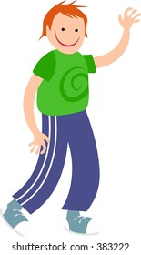 boy waving