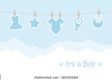 its a boy welcome greeting card for childbirth illustration