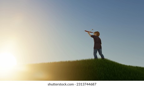 boys play outdoors launching toy planes, summer concept - Powered by Shutterstock