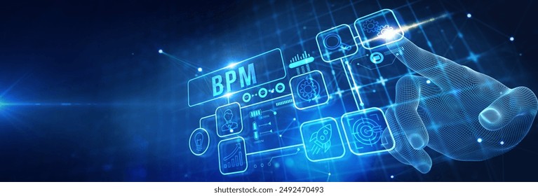 BPM Business process management system technology concept. 3d illustration