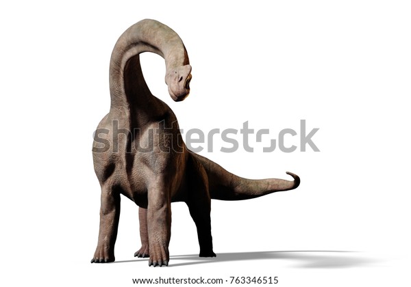 白い背景にブラキオサウルス高胸恐竜 3dイラスト のイラスト素材