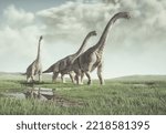 Brachiosaurus species in the nature. This is a 3d render illustration.
