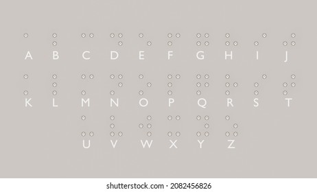 Braille dots alphabet for visually impaired. Formed out of pink spheres, 3d render