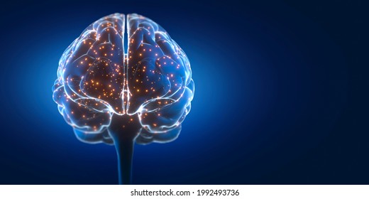 Brain with brain activity and copy space - 3D illustration