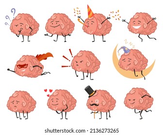 Brain Character Emotion Intelligence Emoji Slipping Stock Illustration ...