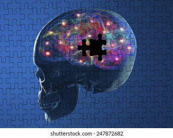 Brain degenerative diseases Parkinson, Alzheimer, puzzle