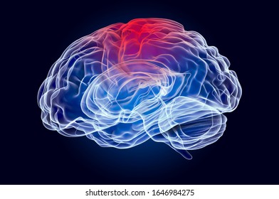 Brain, disease of parietal lobe concept. 3D rendering