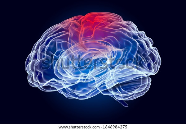 Brain,\
disease of parietal lobe concept. 3D\
rendering
