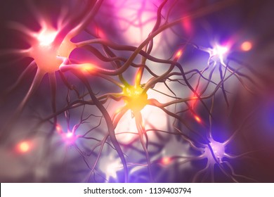 Brain. Electrical activity of the human brain. 3D illustration of scientific research of neural networks