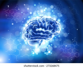 Brain & Formulas Organic Chemistry - Blue Technology Concept