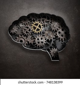 Brain Gears And Cogs Concept 3d Illustration