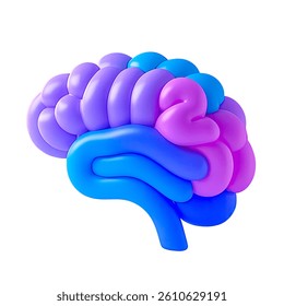 Brain Icon 3d Rendering Gradient Color Glass Effect Icon Modern Artistic Transparent  Background