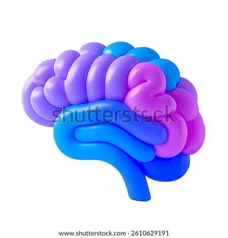 Brain Icon 3d Rendering Gradient Color Glass Effect Icon Modern Artistic Transparent  Background