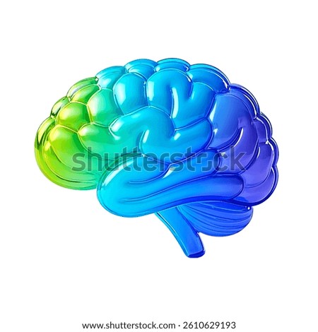 Brain Icon 3d Rendering Gradient Color Glass Effect Icon Modern Artistic Transparent  Background