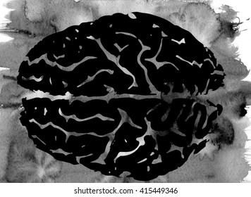 Brain illustration and concept background. Design for poster, flyer, cover brochure. Creativity, ideas, inspiration, intelligence, thoughts, strategy, memory, innovation, education, learning.