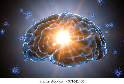 Brain impulses. Neuron system. Human anatomy. transferring pulses and generating information.