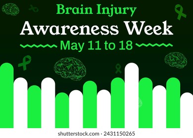 Brain Injury Awareness Week background with line shapes, typography and wireframe brain. - Powered by Shutterstock