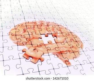 Brain Jigsaw Puzzle - Memory Concept Illustration