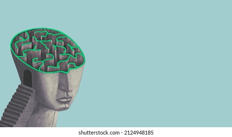 Brain maze, concept idea art of psychology problem and solution, surreal painting, conceptual artwork, 3d illustration - Powered by Shutterstock