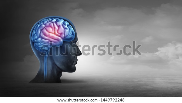 Brain memory and psychology concept as a\
neurology symbol for alzheimer disease and parkinsons or\
psychological and psychiatric depression or migraine headache icon\
with 3D illustration\
elements.