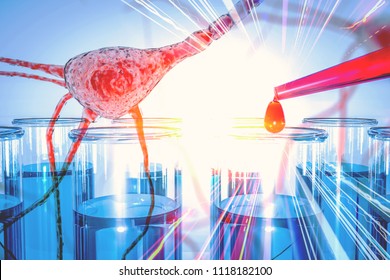 Brain Neuron Research Concept Synapse And Neuron Cells Sending Electrical Chemical Signals, Brain Plasticity, Synapse Between Two Neurons Neural Synapse Receptors Neuron Link Neural Network 3D Render