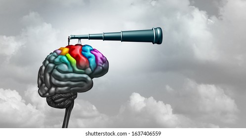 Brain Research Neuroscience Concept And Creativity Idea As A Symbol For Mental Health Psychology Or Psychiatry And Creative Business Thinking And Innovation With 3D Illustration Elements.