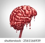 Brain Rot as a human mind decline in mental or intellectual capacity from excessive consumption of bad online content from social media as a risk on cognitive health in a 3D illustration style.