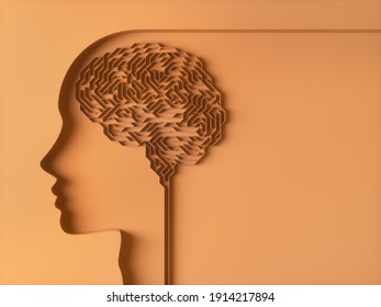 Brain Shaped Maze. Concept Image. 3D Illustration.