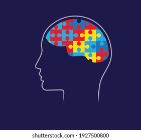 Brain Shaped Puzzles.  Blue Background.