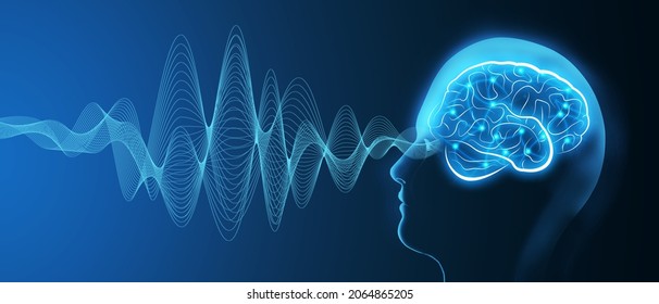 Brain waves - EEG - brain activity, technology background. 3D Illustration