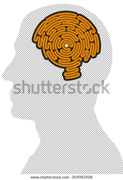 Brainshaped Maze Inside Head Profile Side Stock Illustration 369083408