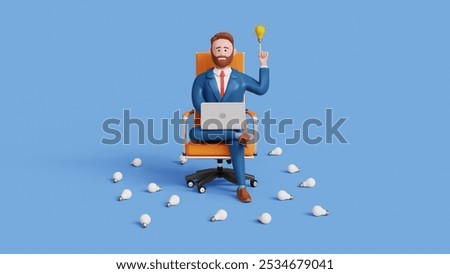 Brainstorming, creative and innovative process, innovation, best idea or thought, critical thinking, stand out concept. 3D businessman choosing the winning idea among other rejected ideas