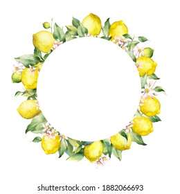 Hand Drawn Round Frame Watercolor Lemon Stock Illustration 1585992001 ...