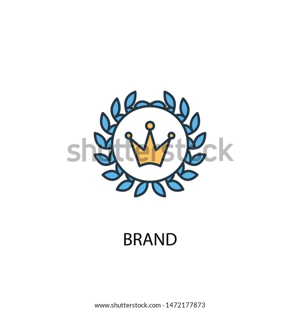brand\
concept 2 colored line icon. Simple yellow and blue element\
illustration. brand concept outline symbol\
design