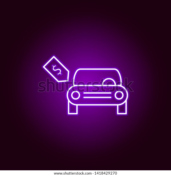 brand new car\
dollar tag outline icon in neon style. Elements of car repair\
illustration in neon style icon. Signs and symbols can be used for\
web, logo, mobile app, UI,\
UX
