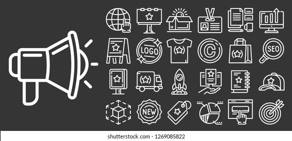 Brand Product Icon Set. Outline Set Of Brand Product Icon For Web Design Isolated On Gray Background