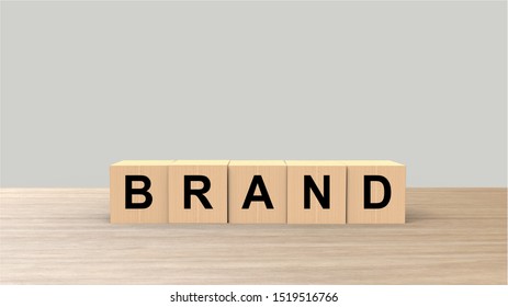 Brand word wooden cubes on table vertical with white gray background, mock up, template, business stack step up graph, Risk management. Brand building for success concept. illustration 3d render	 - Shutterstock ID 1519516766