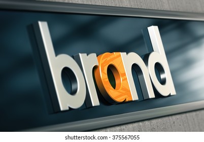 Branding Concept. Company Brand Name On A Building Facade With Blur Effect