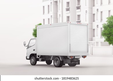 Branding Delivery Cargo Truck Mockup. 3D Rendering.